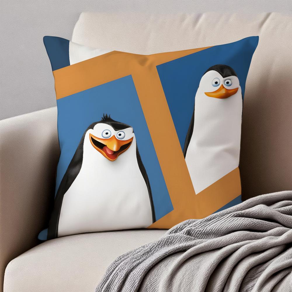 Die Pinguine von Madagaskar Kissenbezug Kissenhülle Milbenschutz Unsichtbarer Reißverschluss Kurzer Plüsch Sofakissen