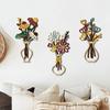 Wooden Flower Vase Wall Art Rustic Farmhouse Wood Flower Wall Decor Minimalist Boho Plants Bouquet Decor for Living Room Bathroom Bedroom