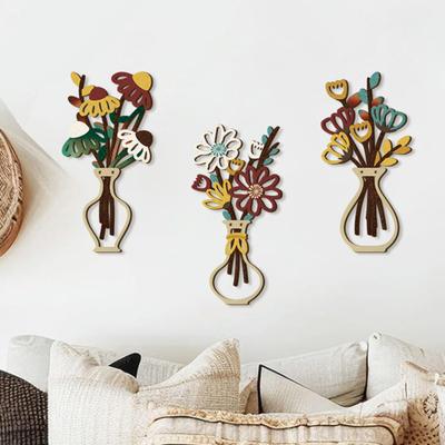 Ahşap Çiçeklik Duvar Sanatı Rustik Çiftlik Evi Ahşap Çiçek Duvar Dekoru Minimalist Boho Bitkiler Buket Dekorasyon Oturma Odası Banyo Yatak Odası İçin
