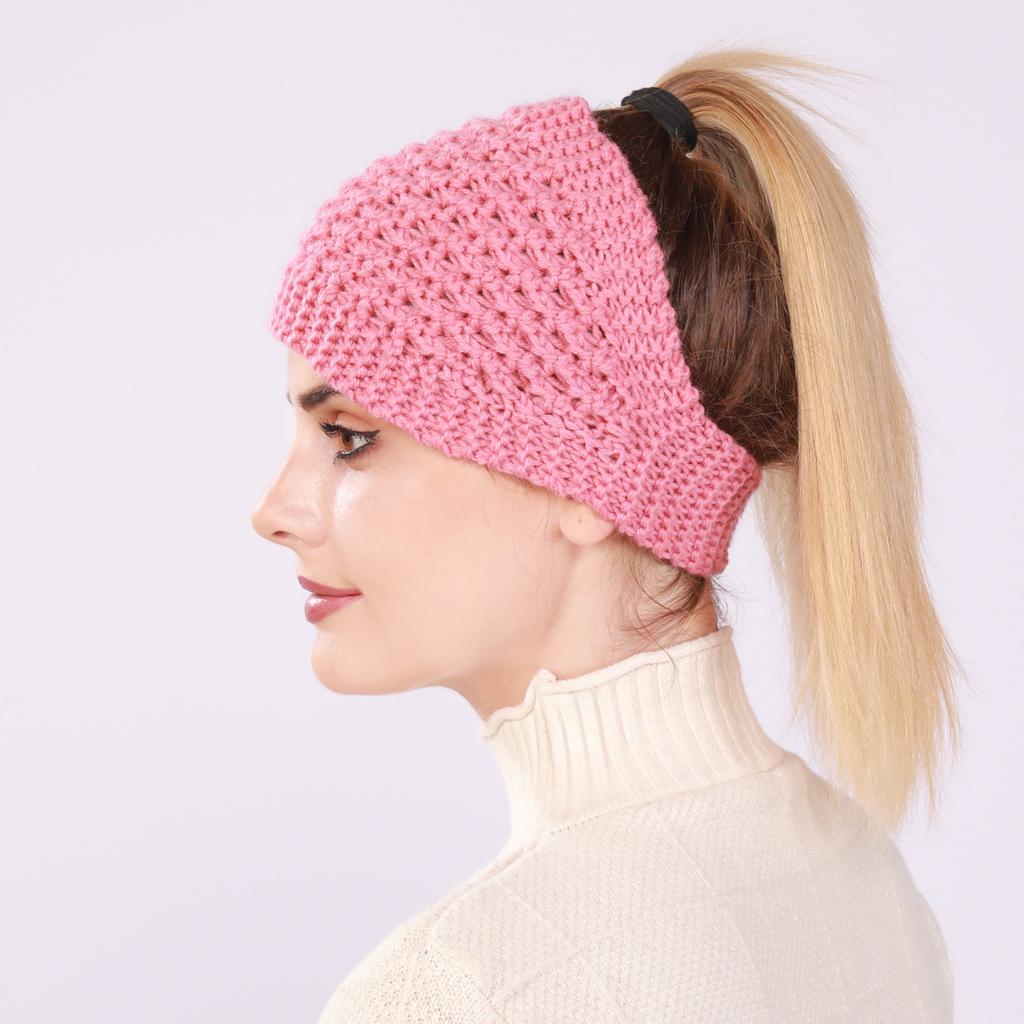 Knitted Hair Band Autumn and Winter Women's Empty Top Hat Warm Ear Protection Widened Head Cover Woolen Hair Accessory Hair Band
