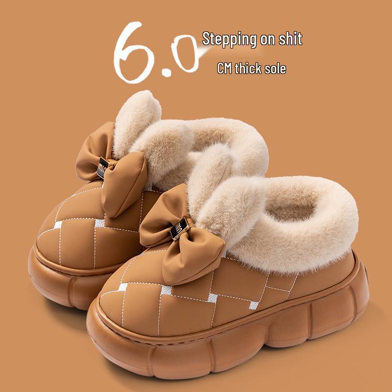 Damen 2025 Winter High-Top Schleifenstiefel: Indoor/Outdoor Rutschfest, Dicksohlig, Wasserdicht Baumwollschuhe