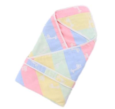Nyfödd Swaddle Baby Badhandduk Filt Bomull Gaze [Boasorchi] 100% 6-lagers (Giraff)