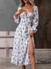 2025 Spring & Autumn European-American Bohemian Backless Print Long Sleeve Dress
