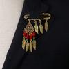 Bohemian Rhinestone Flower Tassel Brooch for Women - Exotic Style Suit Coat Pin