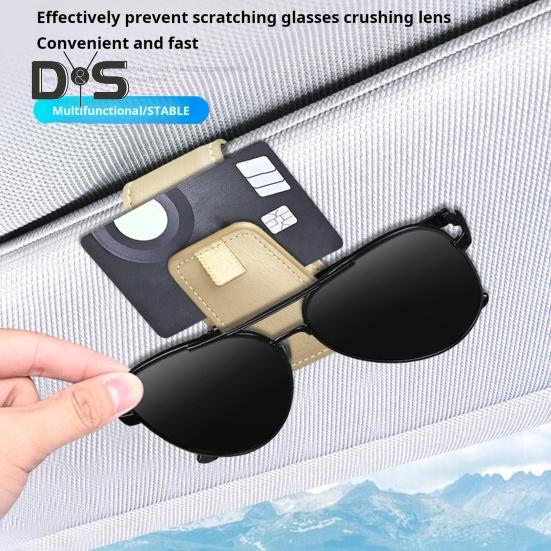 Magnetic Sunglasses Clip for Car Visor Faux Leather Glasses Holder Clip Car Interior Sunglass Holder for Fast Access