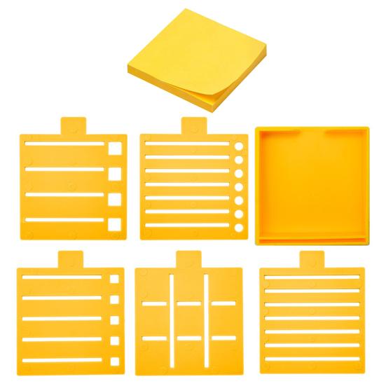 Note Holder for Desk Plastic Note Box with 5 Templates And Clamp Multi-Functional Note Organizer for Office School Home Use