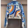 European trendy brand graffiti print denim jacket women's autumn new design heavy industry letter short top