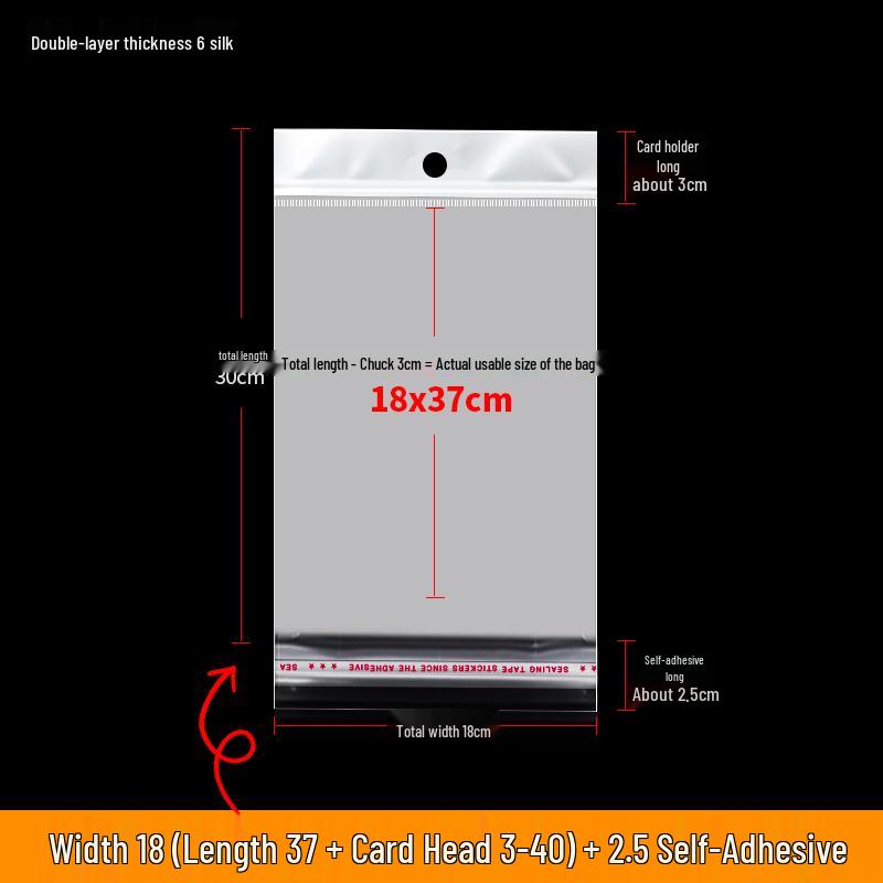 Self-Adhesive Transparent Jewelry Earring Bags with Header and Hanging Hole
