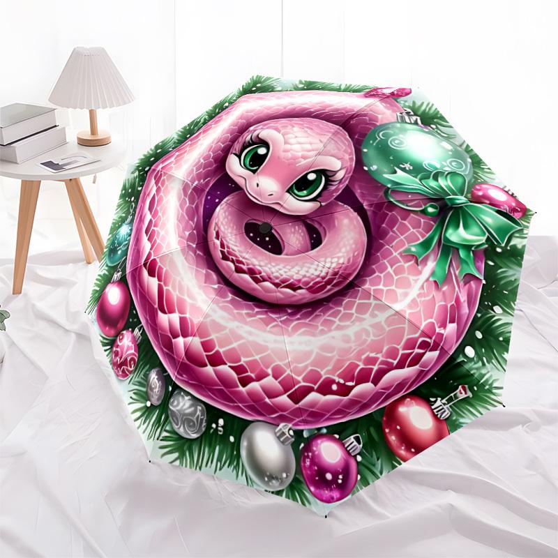 1pc Christmas Snake Folding Umbrella | Elegant Design, Fashionable Accessory, Durable Construction, Sturdy Ribs Yy251107056