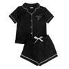European and American Summer Pajama Set: Women's Cardigan, Short Sleeve Shirt, and Shorts