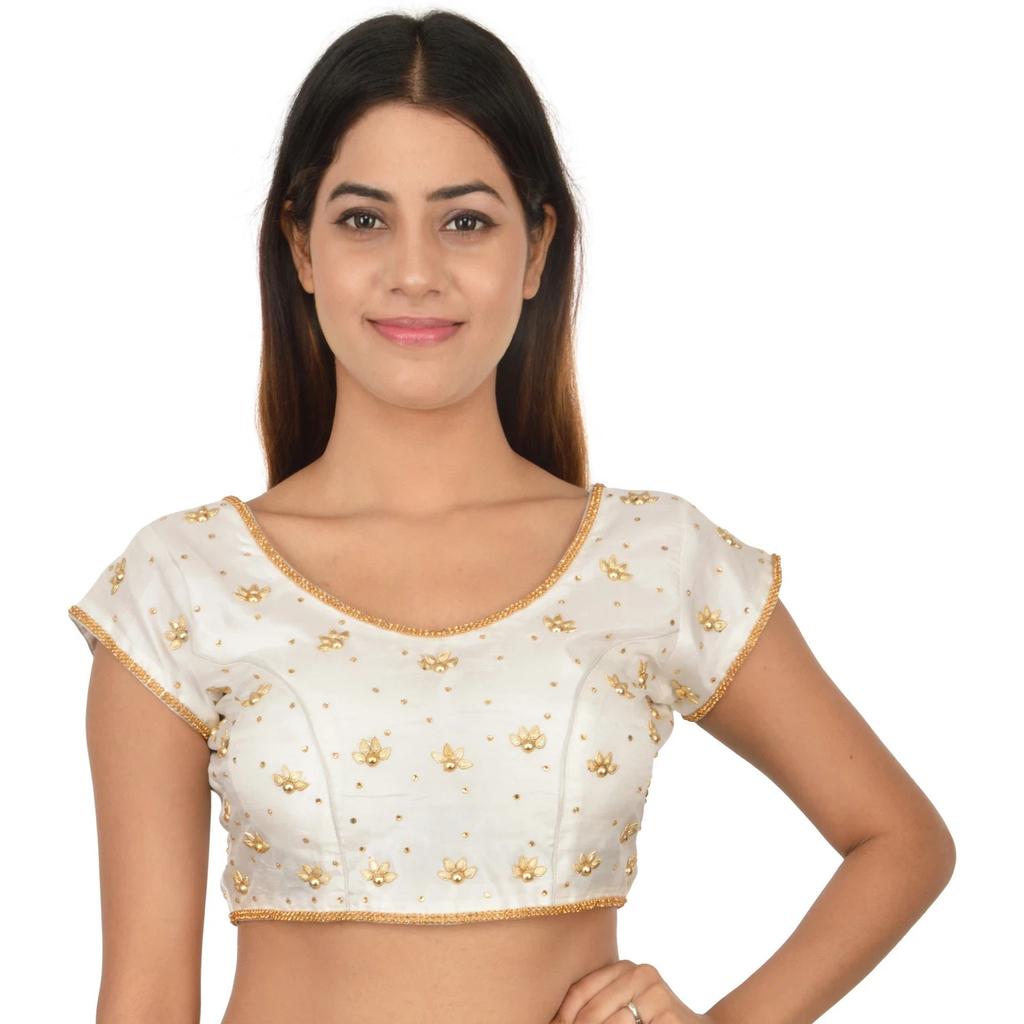 Readymade Desigenr Stitched Blosue Women's Silk Blend Crop Top Choli Dress