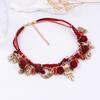 Bohemian Ethnic Style Handmade Color Three-strand Red Rope Necklace Alloy Various Pendants Casual Items