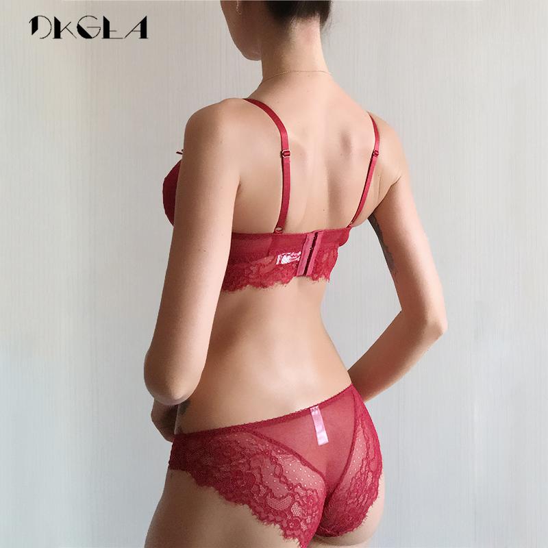 DKGEA Sexy Bra Plus Size Women Underwear Set Lace Transparent Brassiere