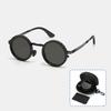 SHAUNA Full-folding Light-reducing Metal Punk ND9-level Adjustable Dimming Round Polarized Sunglasses UV400 With Case