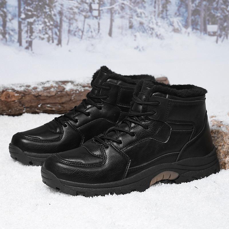 Large size waterproof Northeast high-top short boots cotton shoes snow boots men's piled thickened non-slip outdoor warm shoes