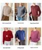 Women's Heather Yarn 100% Wool Round Neck Knit Pullover - Seven-Stitch, Long Sleeve, Lazy Style Base Layer