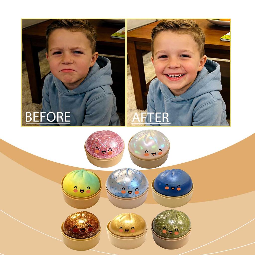 Squishy Boulette 1 Pièce Bun Vapeur Pailleté Pincer Musique Simulation Forme de Pains Vapeur Mignon Et Amusant Soulager le Stress Écraser Boulettes