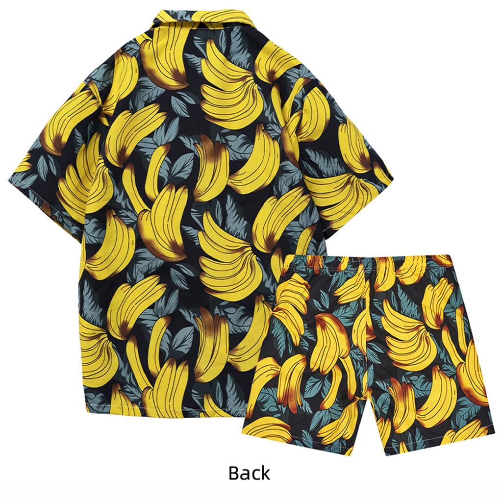 Men's Flower Shirt Hawaiian Sets Casual Button Down Short Sleeve Shirt