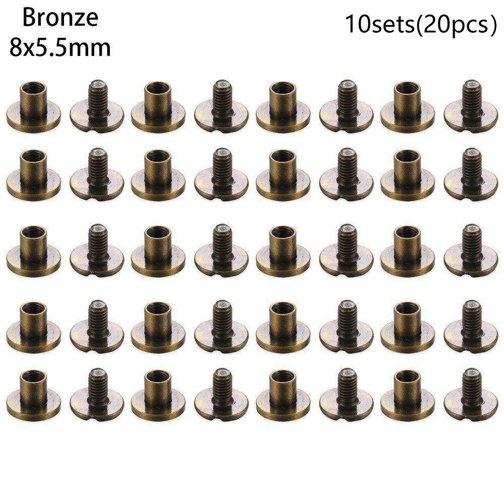 10sets Useful 10mm Solid Screw Nail Rivet Double Flat Head Belt/strap Rivets Luggage Leather Metal Craft High Quality
