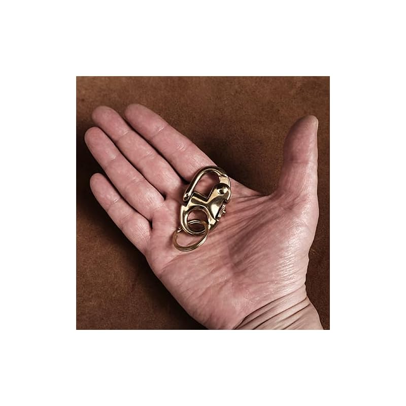 Brass Snap Shackle Key Chain (3 Rings) Shackle Brass Double Ring Key Ring Military Carabiner Belt Loop Metal Fittings [product]