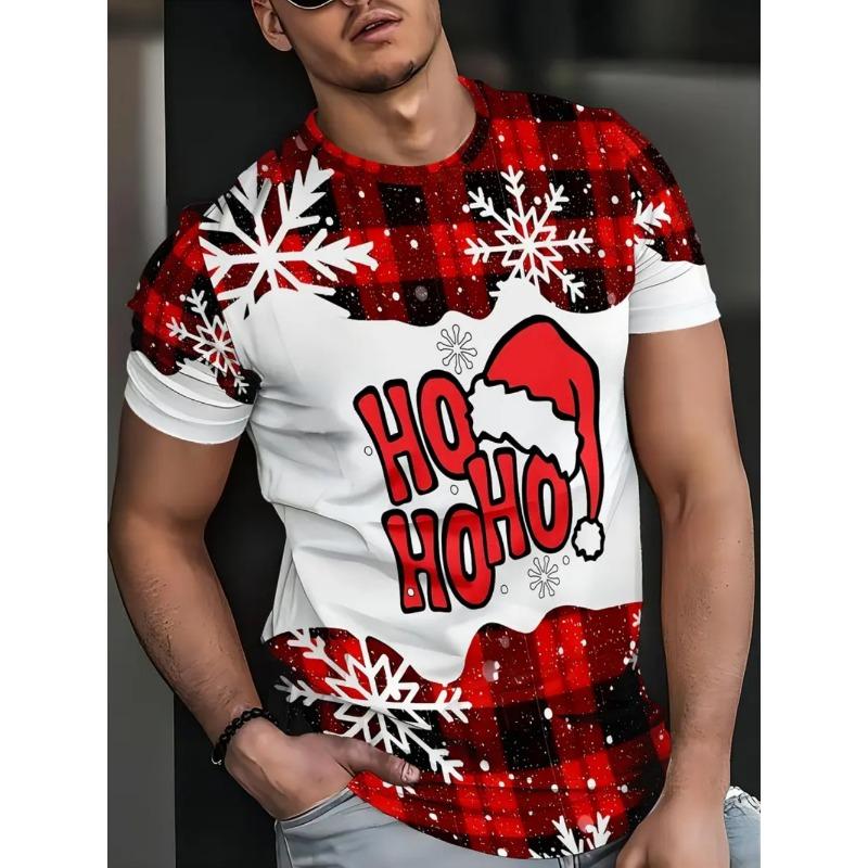 Magliette di Natale Divertenti Maglietta Grafica Babbo Natale Moda da Festa Girocollo Top a Maniche Corte da Uomo Abbigliamento da Uomo Casual Oversize