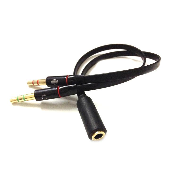 2Pcs 3.5mm Female to Dual 3.5mm Male Headphone Mic Audio Y Splitter Cable Smartphone Headset to PC Adapter