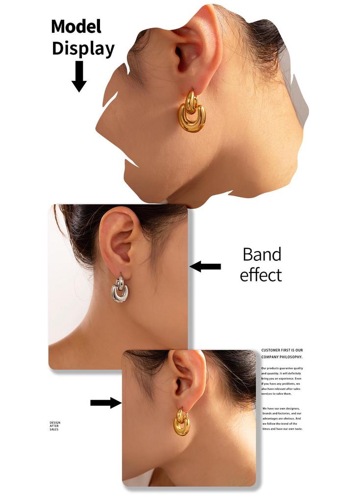 18k Gold Plated Geometric Korean Style Titanium Earrings – Trendy Women's Jewelry