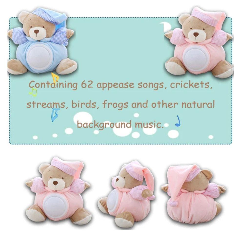 Breathing Light Appease Bear Toys Press Type Baby Plush  Dolls Safe Sleep Soother  Gifts