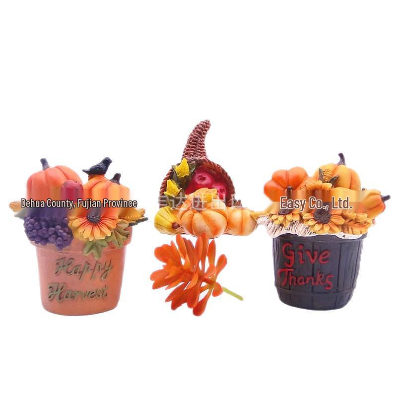 Pumpkin Owl and Turkey Harvest Festival Resin Figurine Decoration