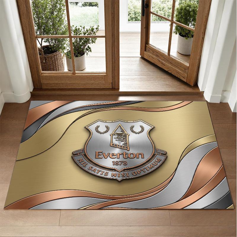 Everton Football Design Crystal Velvet Rug Soft Decorative Mat for Bedroom Entrance