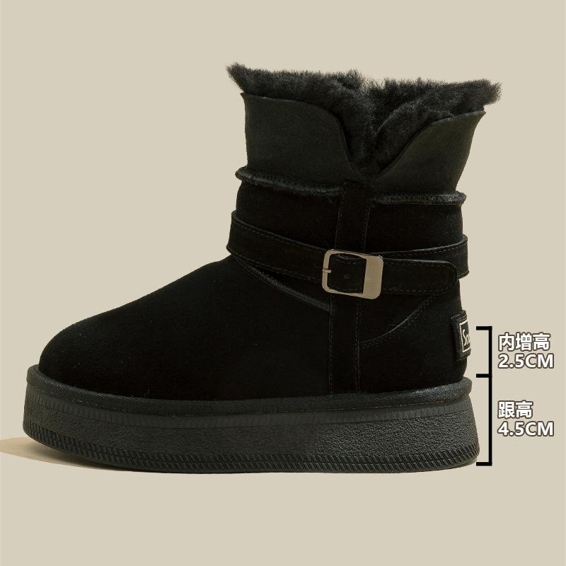 Yunfu Warm Flip Fleece Thick-soled Medium Tube Snow Boots Women's 2025 Winter New Mao Mao Thickened Northeast Cotton Shoes