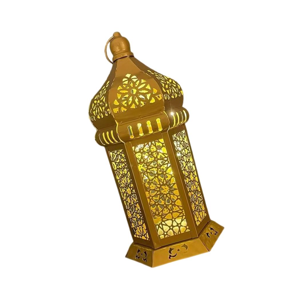 Floor Standing Candle Holder Handmade Iron Moroccan Type Wind Lantern for Ramadan Home Decoration and Celebrations