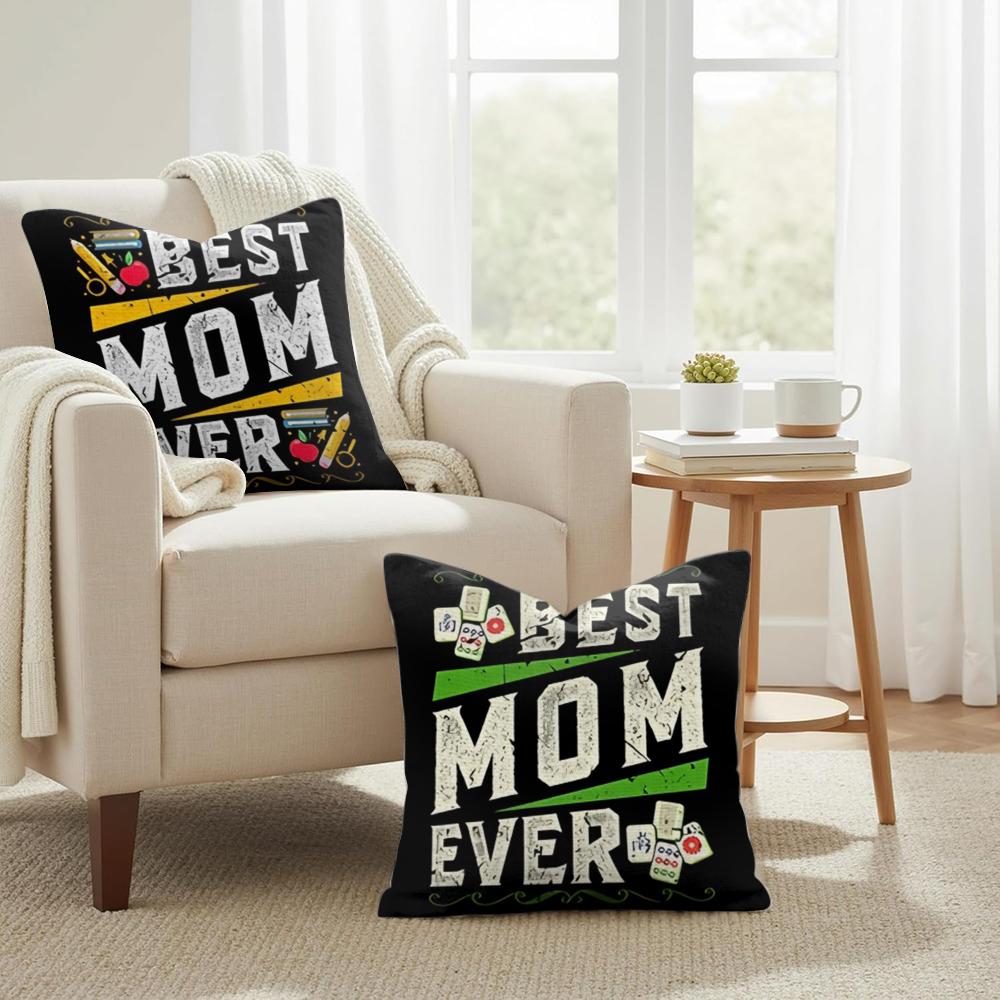 Best Mom Ever Cushion Cover Natural Linen Organic Fabric DoubleSided Printing Couch Pillow Covers Home Decor
