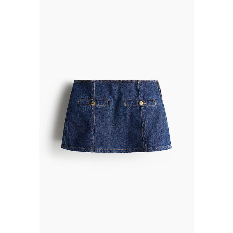 

HM Denim Skirt 2025 Spring New Arrival Fashion Plaid Denim Skirt Short Pantskirt 1289520 Deep cowboy Blue 155/64
