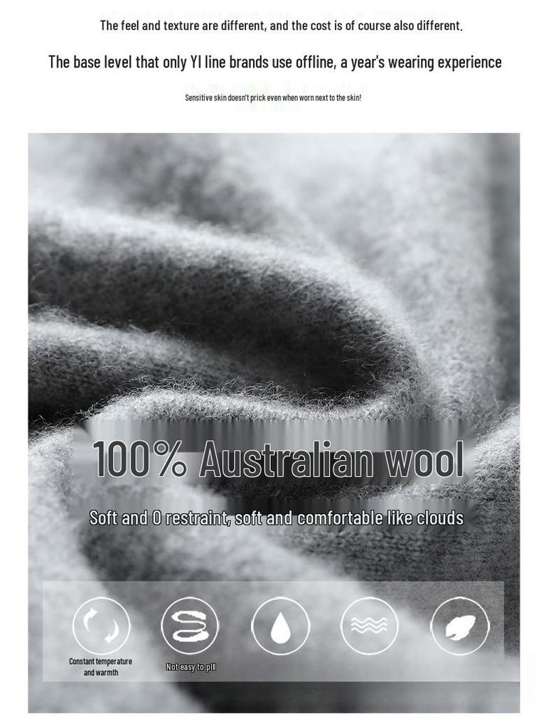 Men's Pure Wool Cashmere Knit Pullover - Autumn/Winter Half-High Neck Sweater