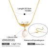 18K Gold Stainless Steel Necklace with Zircon and Pearl Pendant for Women - Everyday Versatile Style