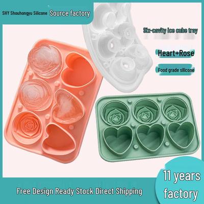 Rose & Heart Ice Mold Tray - Food Grade Silicone Ice Cube Maker
