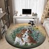 1pc Beagle Print Chair Carpet for Office, Round Polyester Mat, Indoor Decor for Office, Easycare Fabric, Washable Non-slip Area Carpet