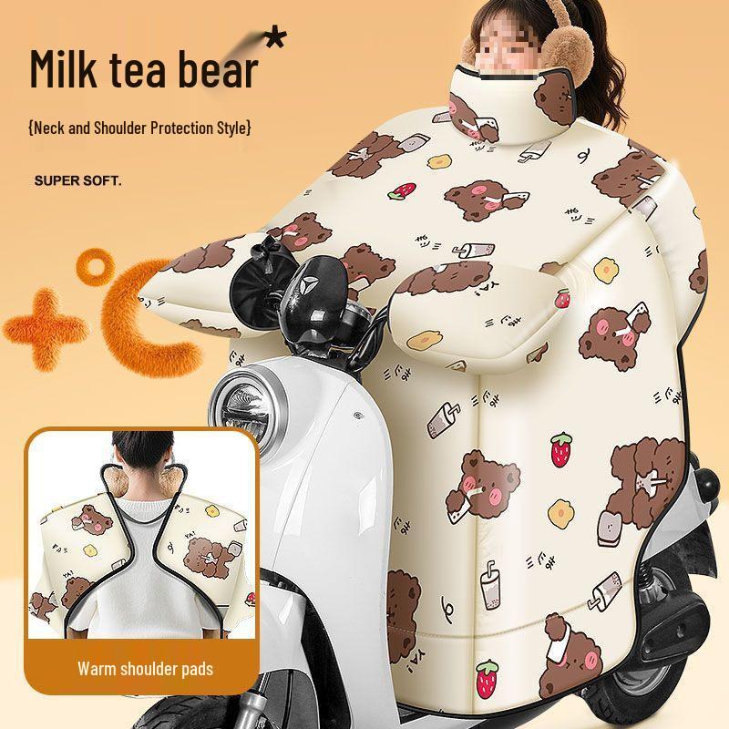 Winter Winddichte Fleecegefütterte Elektrofahrzeug-Windschutzscheibenabdeckung mit Vergrößerten Kniepolstern