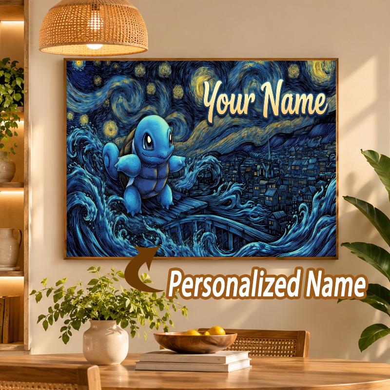 Squirtle Custom Name Diamond Painting Personalized 5D Full Drill DIY Diamond Art Home Decor