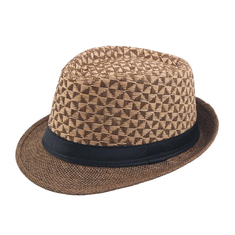 Herren Sommer Stroh Fedora - Gewebtes Papier, Aufkrempbare Krempe, Outdoor Sonnenhut, Europäischer und Amerikanischer Stil