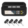 Tire Pressure Monitoring System, Wireless Solar Tire Pressure Monitor Installed On with 4 Internal Sensors, Voice Alarm, Real-time Display