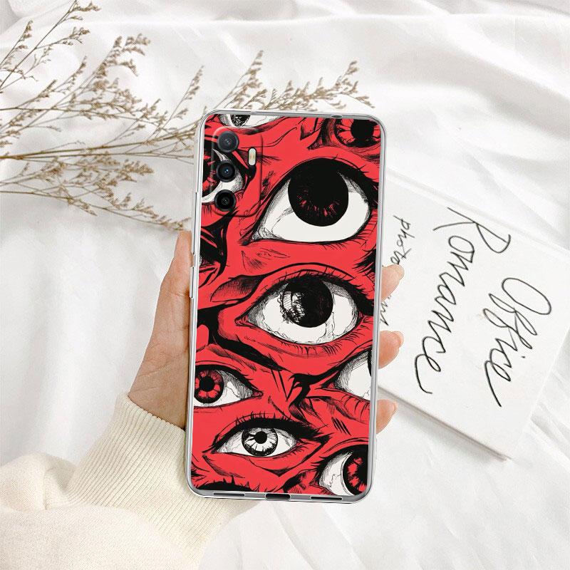 

IK62 Spooky Scary Face Eyes Transparent Phone Case for Motorola Moto G7 G8 G9 G84 G85 G73 G24 G15 Z2 Play Power Plus Motorola Moto G15 Power