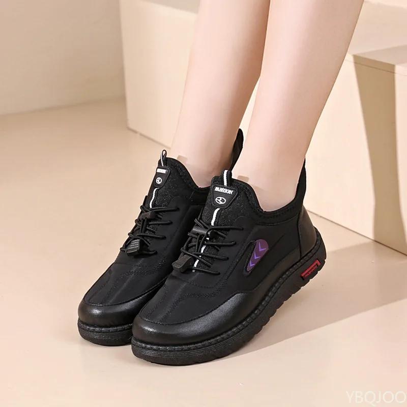 Fashionable Thick Soled Sports Shoes 2024 Winter Women's Vulcanized Shoes Anti Slip Waterproof Casual Warm Cotton Sports Shoes