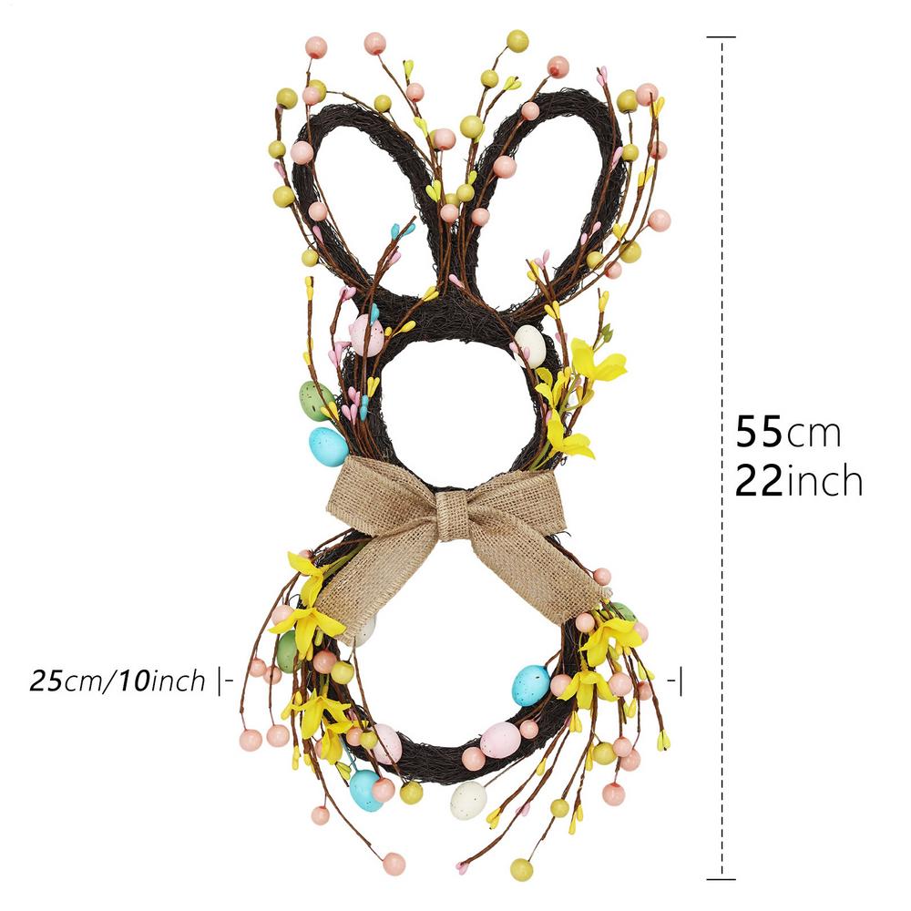 

Bunny Wreath Large With Bow Spring Home Decor Easter Wreaths For Front Door For Balcony School Office Outdoor Garden Yard Patio