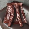 Handsome Dovetail Leather Jacket Pure First Layer Cowhide Oil Wax Leather Jacket Men's Handsome Slim Trendy Coat