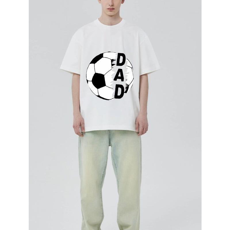 Black T Shirt With Soccer Ball And Dad Print For Casual Wear