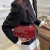 Multi-purpose Shoulder Bag Retro Glossy Ladies Solid Color Faux Leather Underarm Portable Casual Hobo Purse Waterproof Handbag for Daily Life