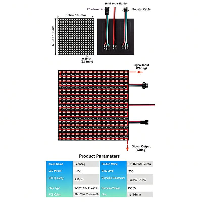 WS2812B Waterproof Smart Pixel LED Matrix Panel 5V 8x8 16x16 8x32 Digital Screen for Outdoor Event Decor