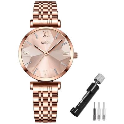 "Elegant Women's Rose Gold Analog Quartz Watch Waterproof Stainless Steel Casual Business Style"